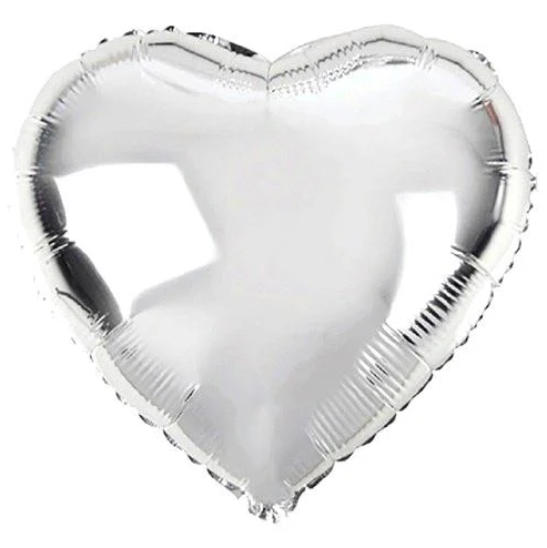 Kalp Gümüş Renk Folyo Balon 24 İNC